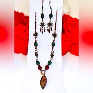 Christmas themed necklace and earring set! $40